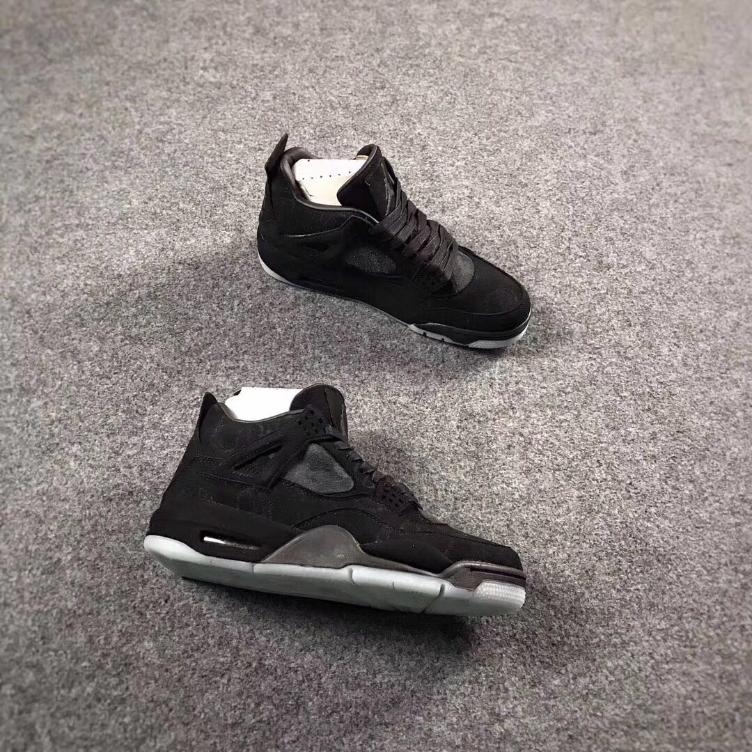 Women KAWS x Air Jordan 4 Black Shoes